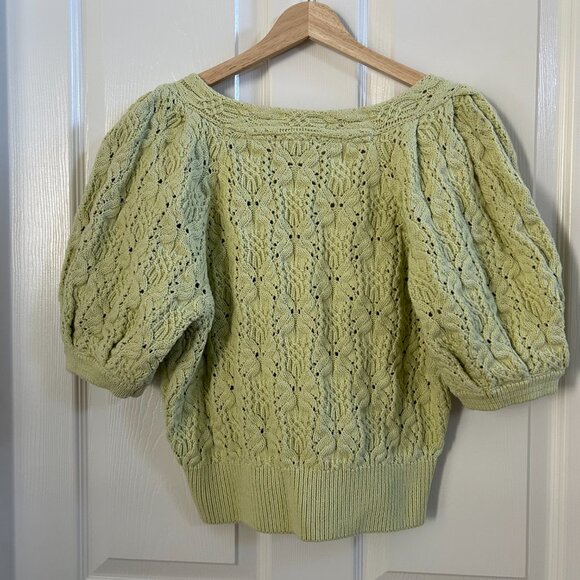 ASTR the label Women's Elowen Sweater SZL Puff Sleeve Soft Green Cottage - Picture 4 of 9